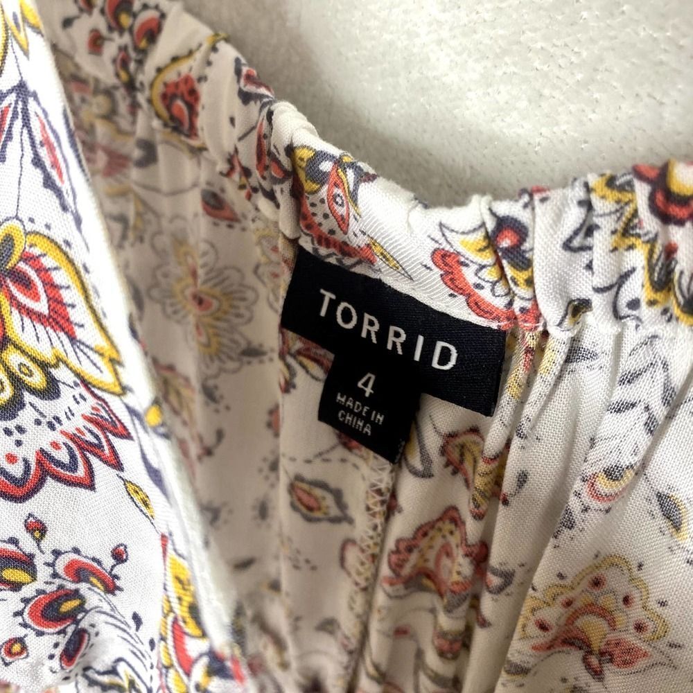 Torrid Floral Paisley Ruffle Neck Challis Midi Tank Dress Multicolor Size 4X - Picture 6 of 16